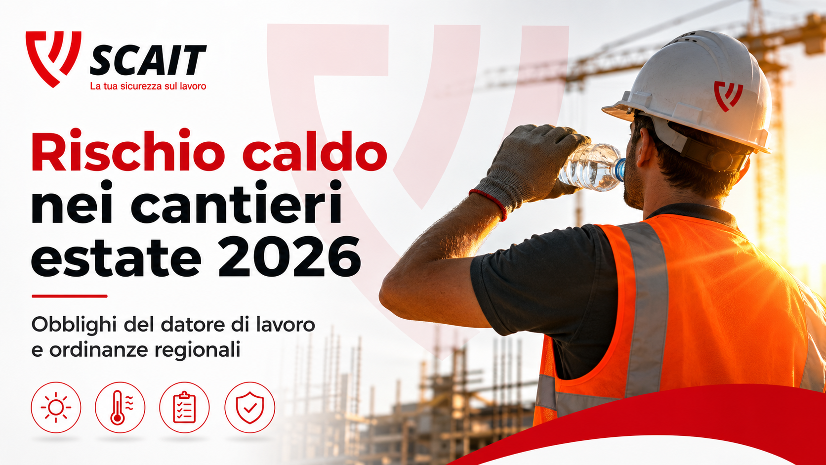 operaio edile in cantiere sotto il sole estate 2026 rischio caldo