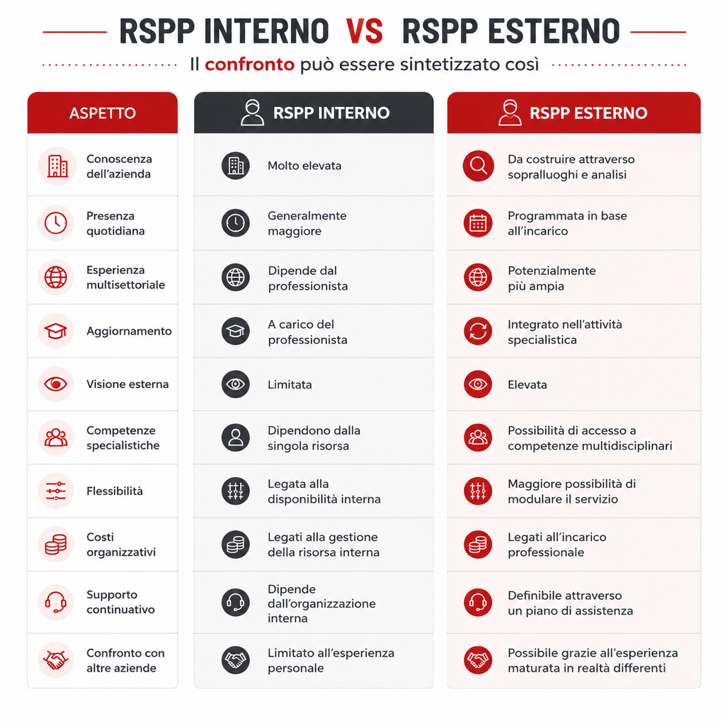 Tabella confronto RSPP esterno e RSPP interno